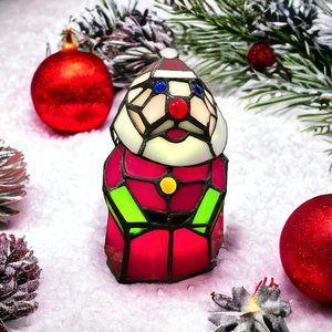 Hand Made LED Lighted Santa Claus Accent Lamp Lighted Art Glass by River of Good